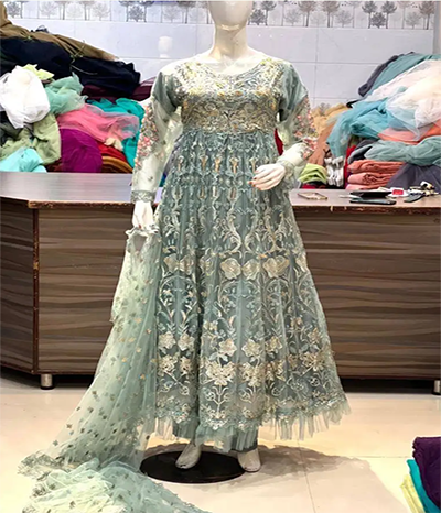 Silk Maxi Embroidered Dress