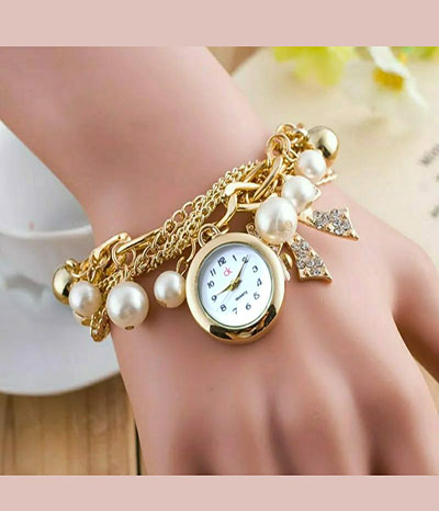 ladies pearl bracelet watch