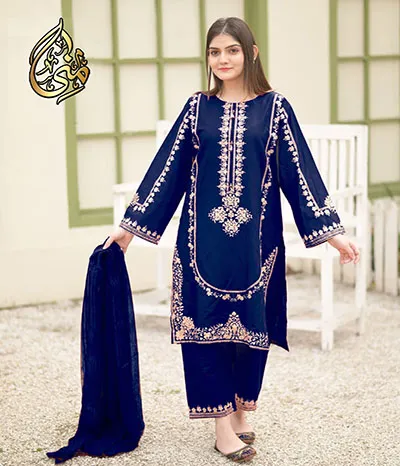 chiffon dress Embroidered Stiched
