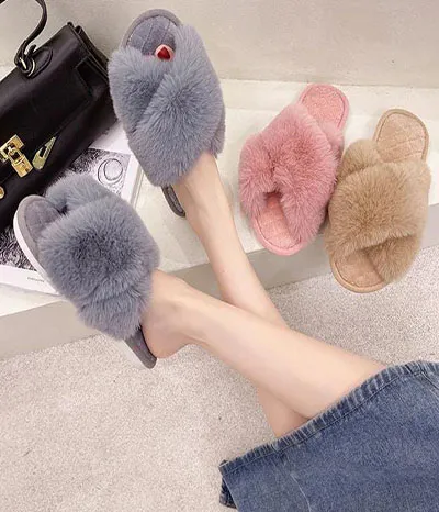 fur slippers women