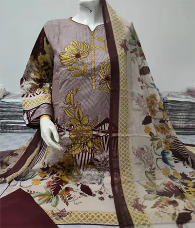 Lawn Suit With Chiffon Dupatta