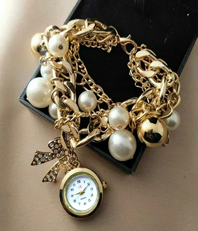 ladies pearl bracelet watch