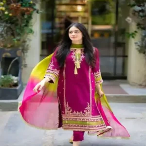 lawn embroidered 3 piece