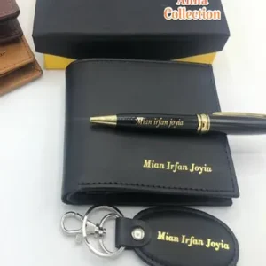 mens leather wallet set