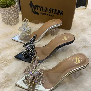 transparent heels shoes girl