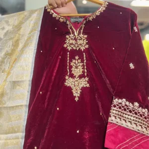 velvet 3 piece suit for ladies online 1